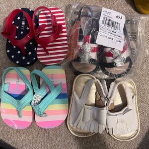 Bundle of 4 summer baby flip flops